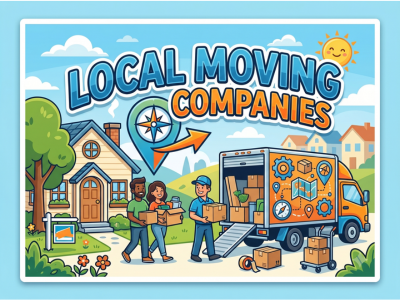 Family comparing local moving companies quotes on a laptop